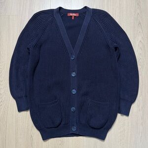MaxMara Studio Cotton Blend Buttonup Cardigan Knit Sweater Womens Large Blue